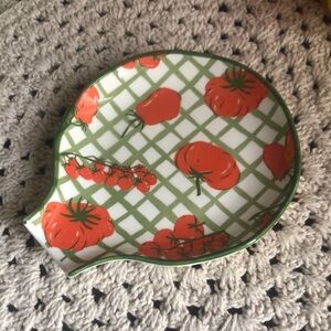 Tomato Patterned Ceramic Spoon Rest